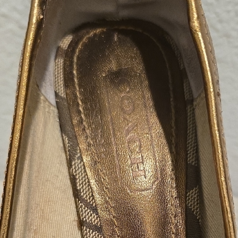 Coach Gold Espadrille Shoes with Bow - Picture 3 of 5